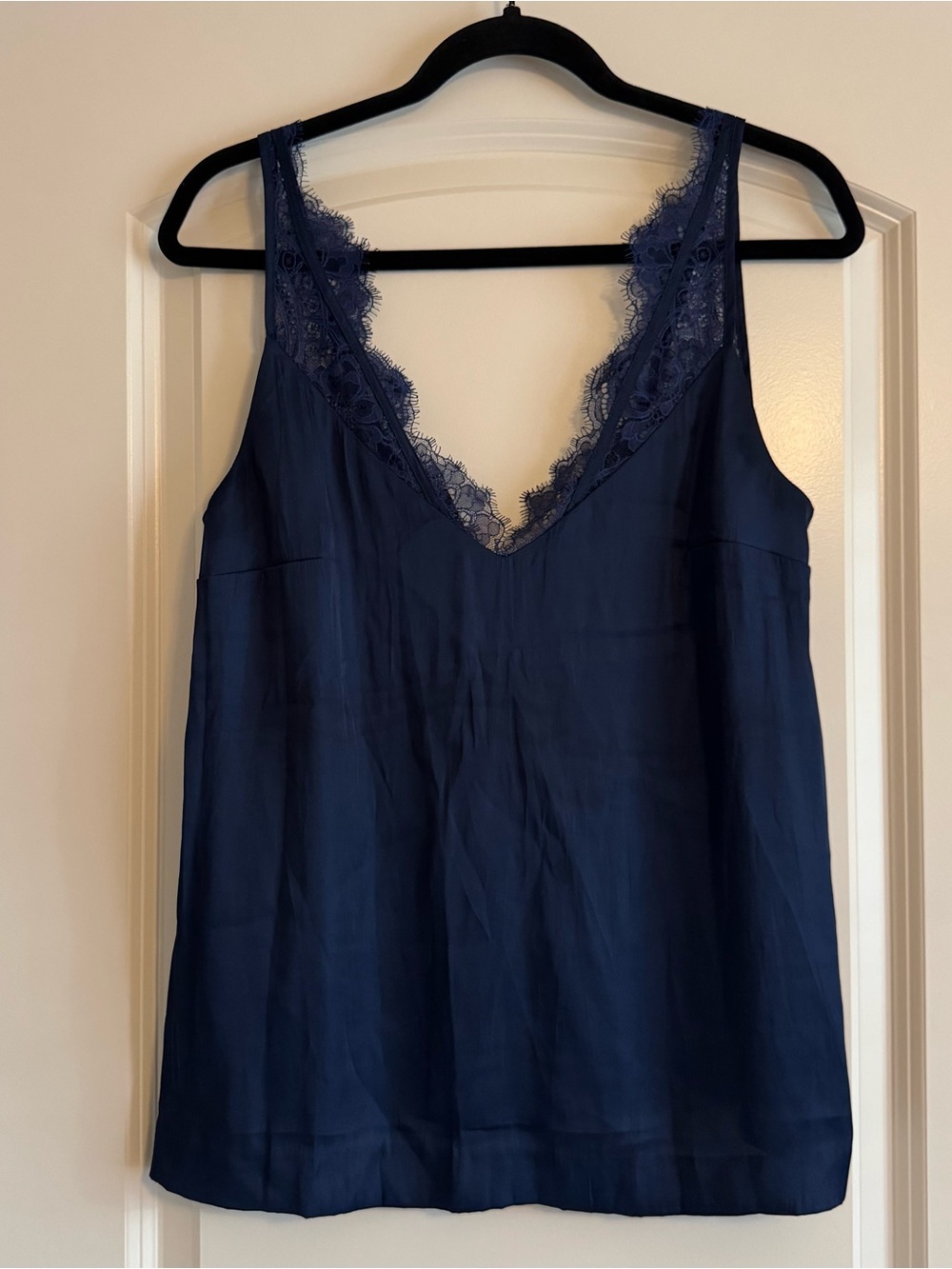 H&M Navy Lace Trim V-Neck Cami Top